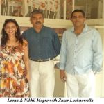 Leena & Nikhil Mogre with Zuzer Lucknowalla at the Art and Fashion Brunch in The Wedding Cafe n Lounge on 22nd Jan 2012.jpg
